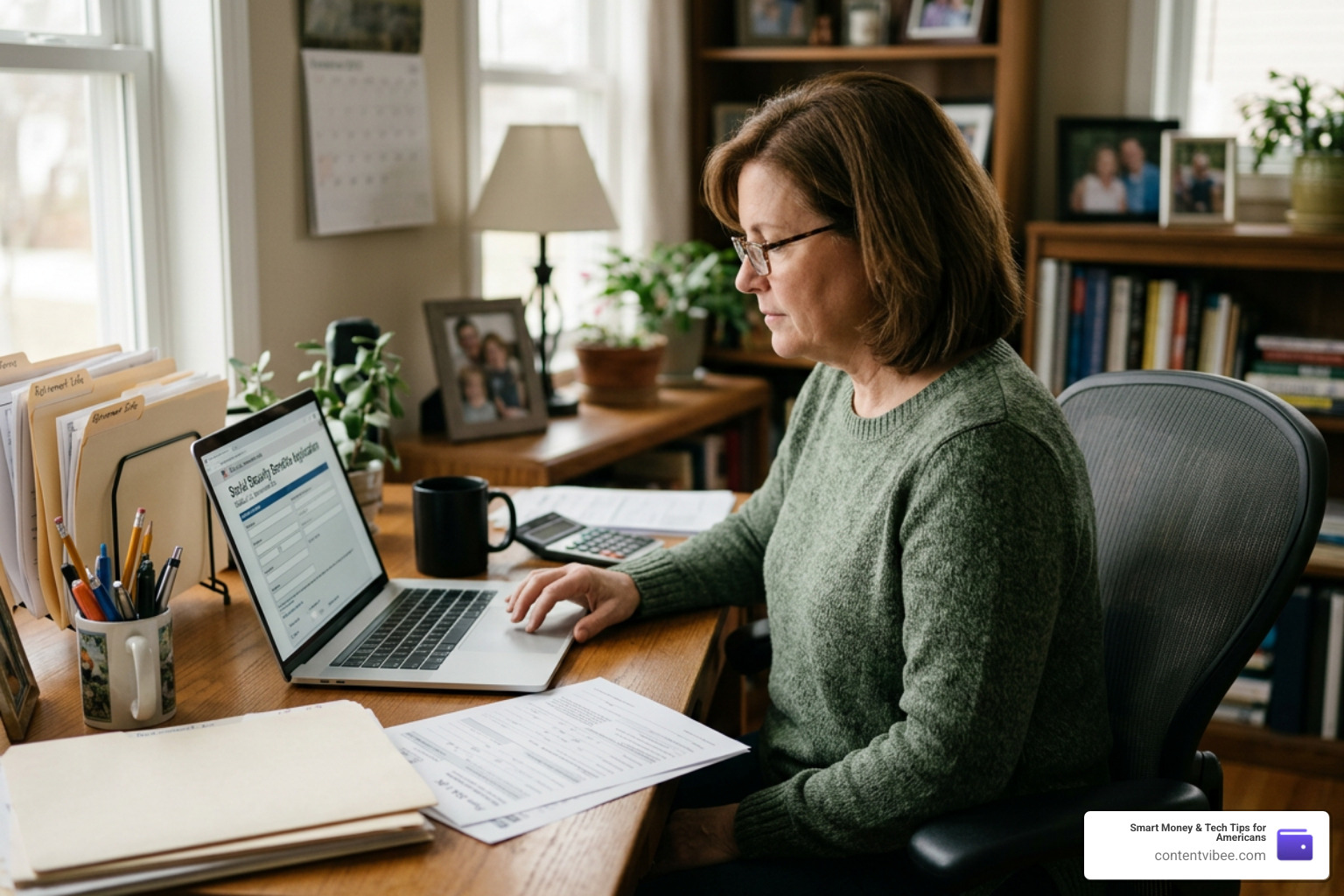 A person filling out online forms for Social Security benefits