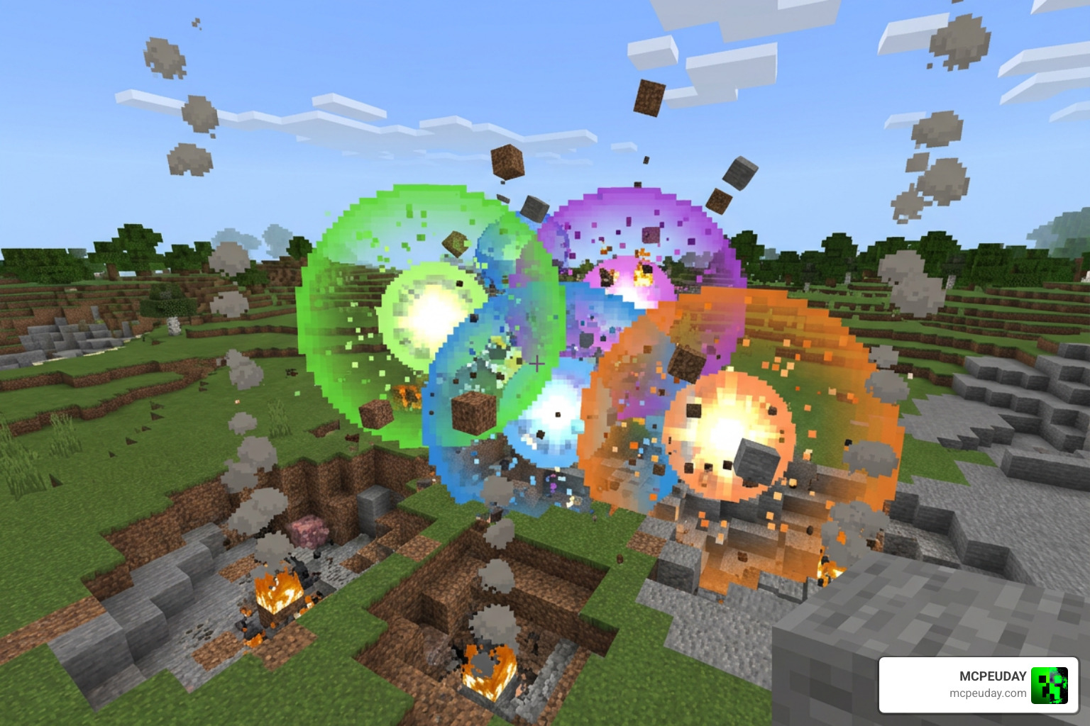 Custom TNT blocks exploding in Minecraft Bedrock Edition Custom TNT blocks exploding in Minecraft Bedrock Edition