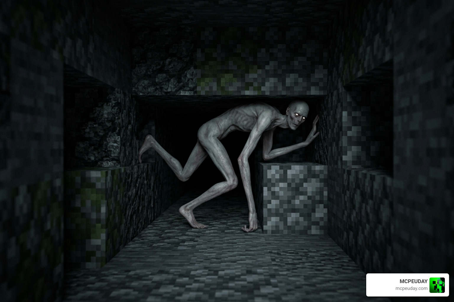 Cave Dweller crawling through a 1-block gap in a tight stone tunnel Cave Dweller crawling through a 1-block gap in a tight stone tunnel