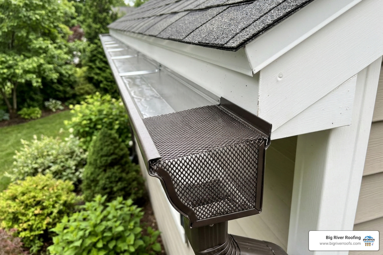 gutter spout guard installed in a clean residential gutter channel gutter spout guard installed in a clean residential gutter channel