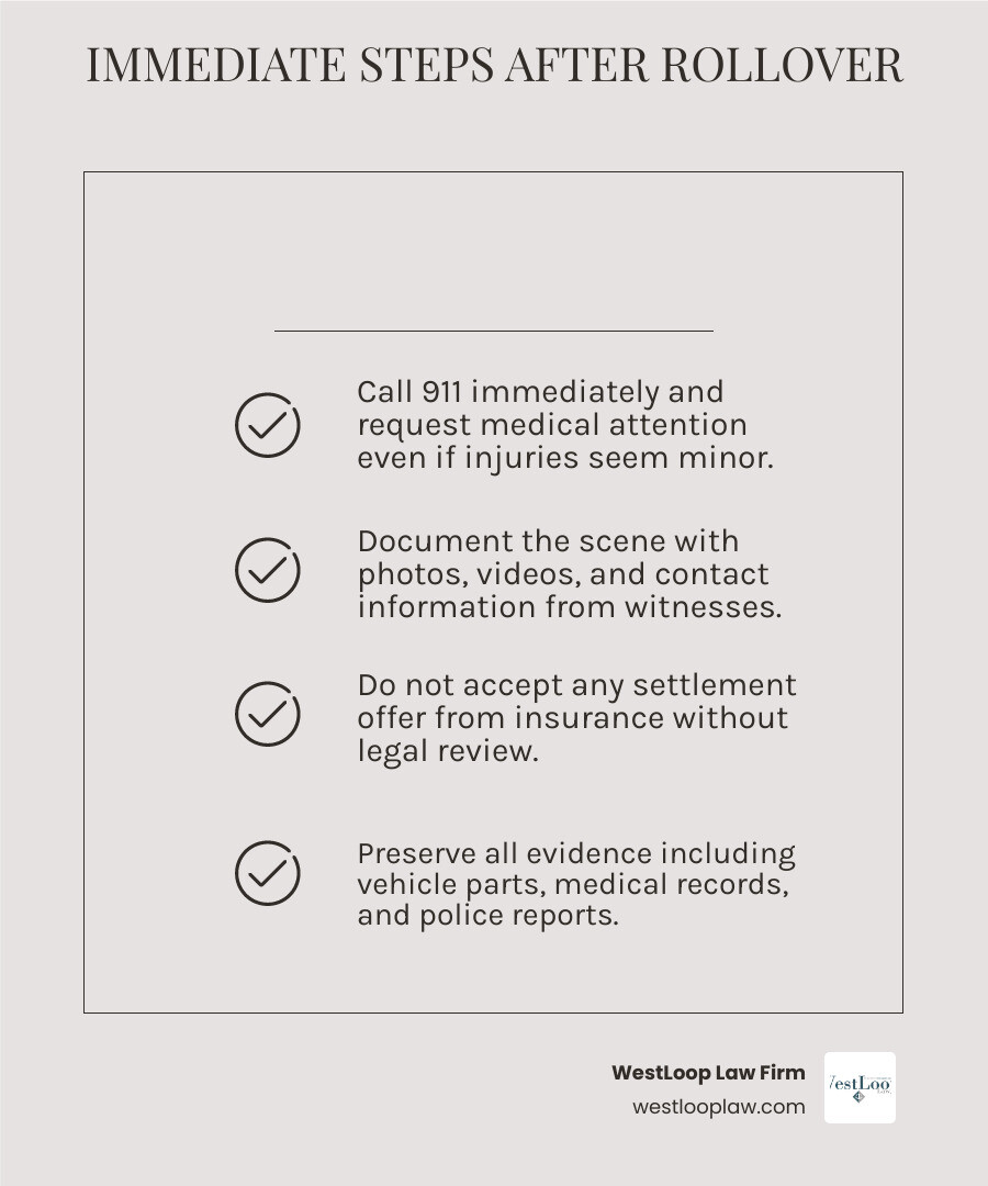 Infographic: 5 immediate steps to take after a Houston rollover crash and why you need a lawyer infographic Infographic: 5 immediate steps to take after a Houston rollover crash and why you need a lawyer infographic