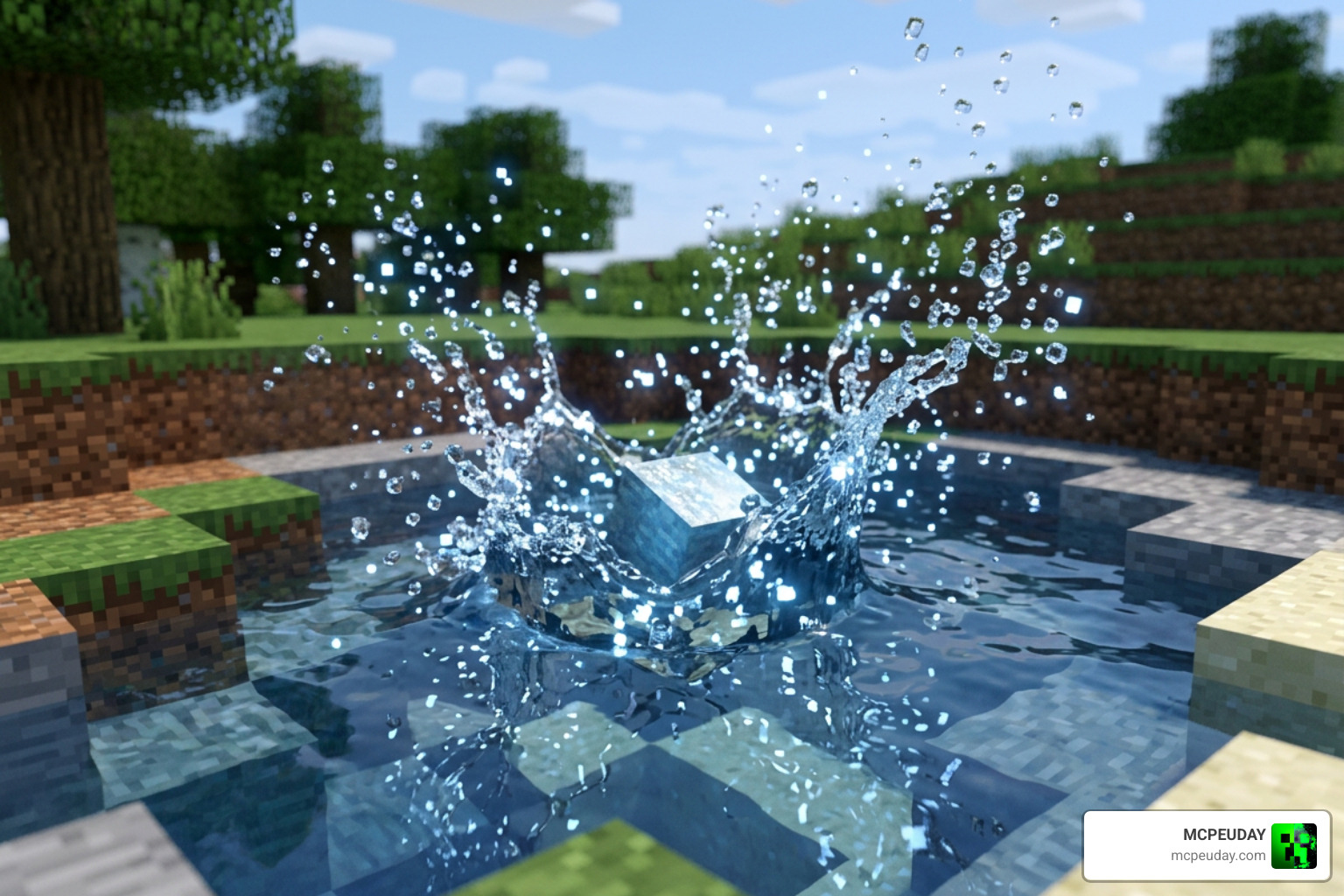 Minecraft water splash effect with particles Minecraft water splash effect with particles