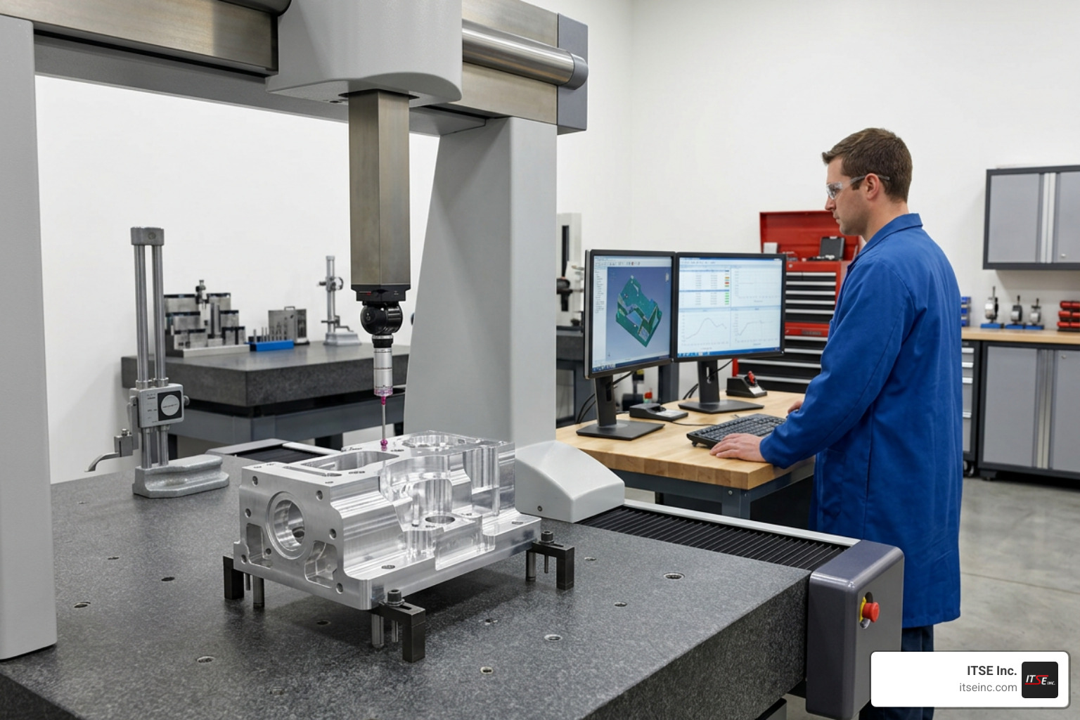 CMM quality inspection process measuring tight tolerances