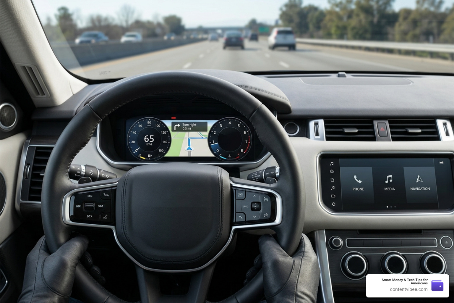 modern car dashboard and digital display showing vehicle metrics
