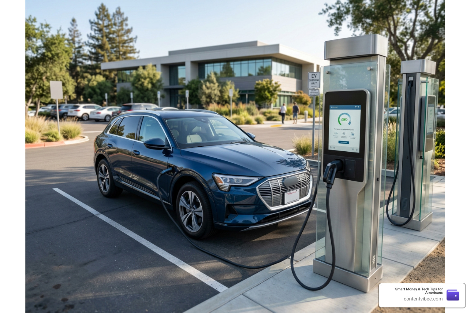 luxury electric vehicle charging at a modern public station