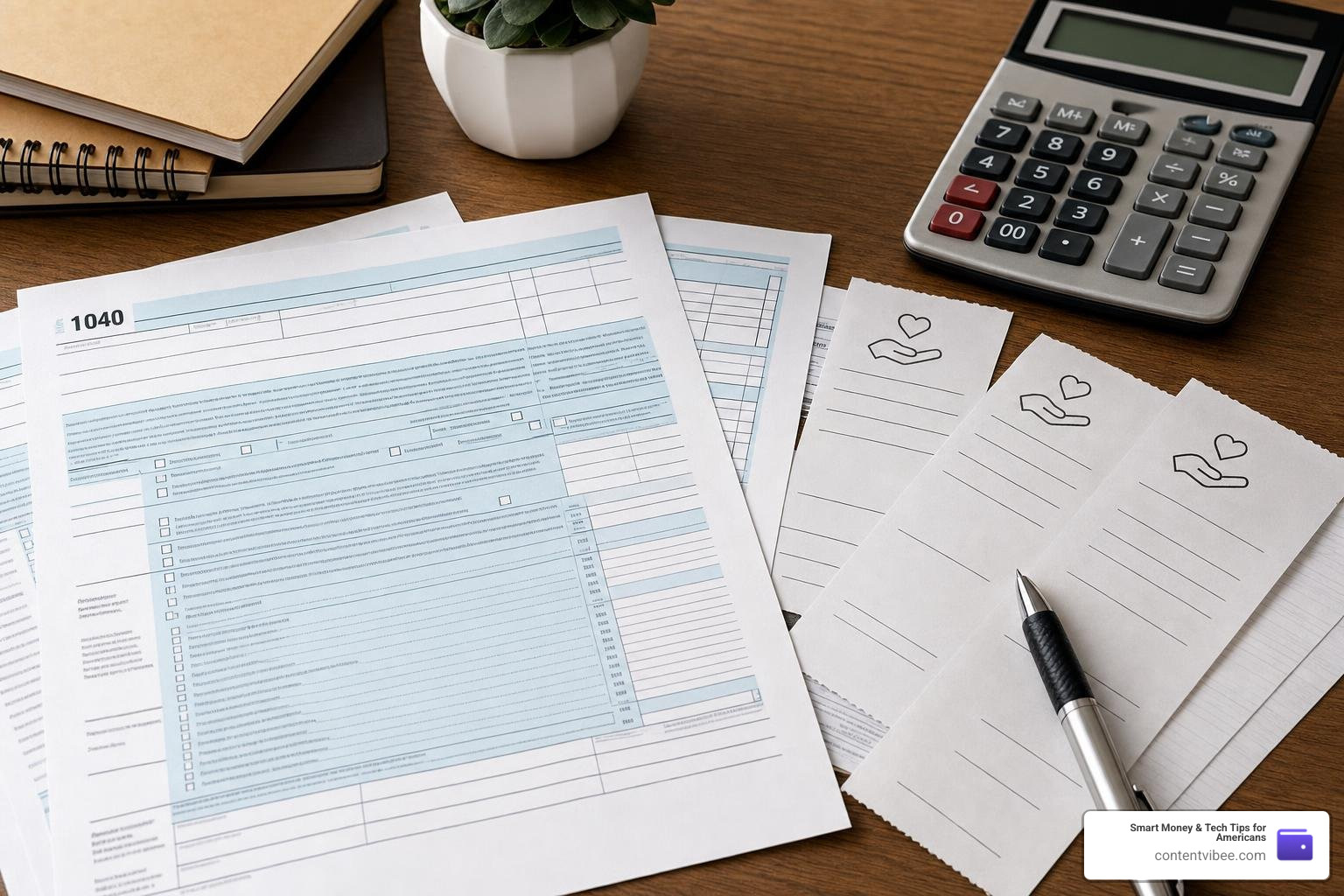 tax forms and calculator on a desk