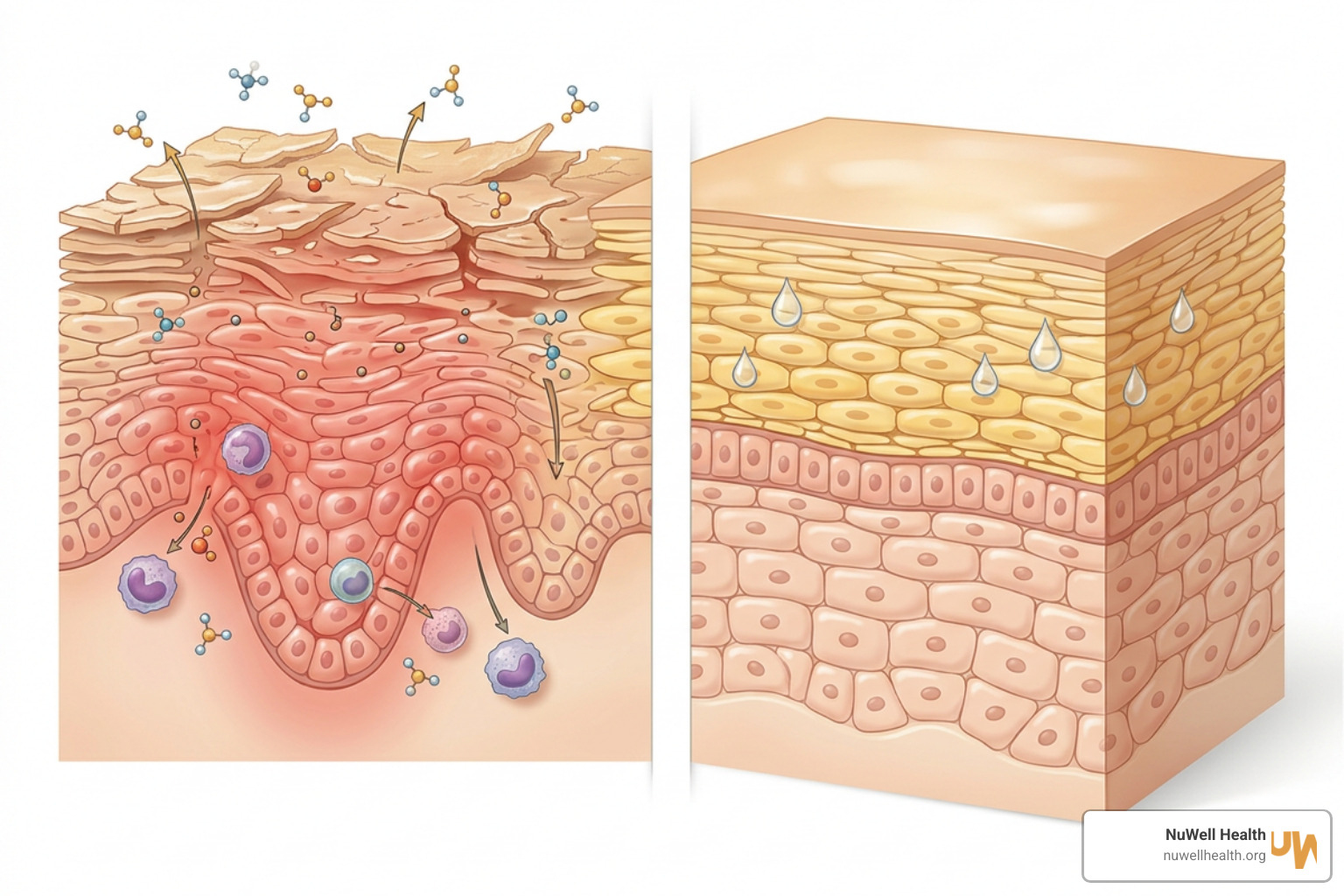 Before and after representation of skin barrier recovery with curcumin Before and after representation of skin barrier recovery with curcumin