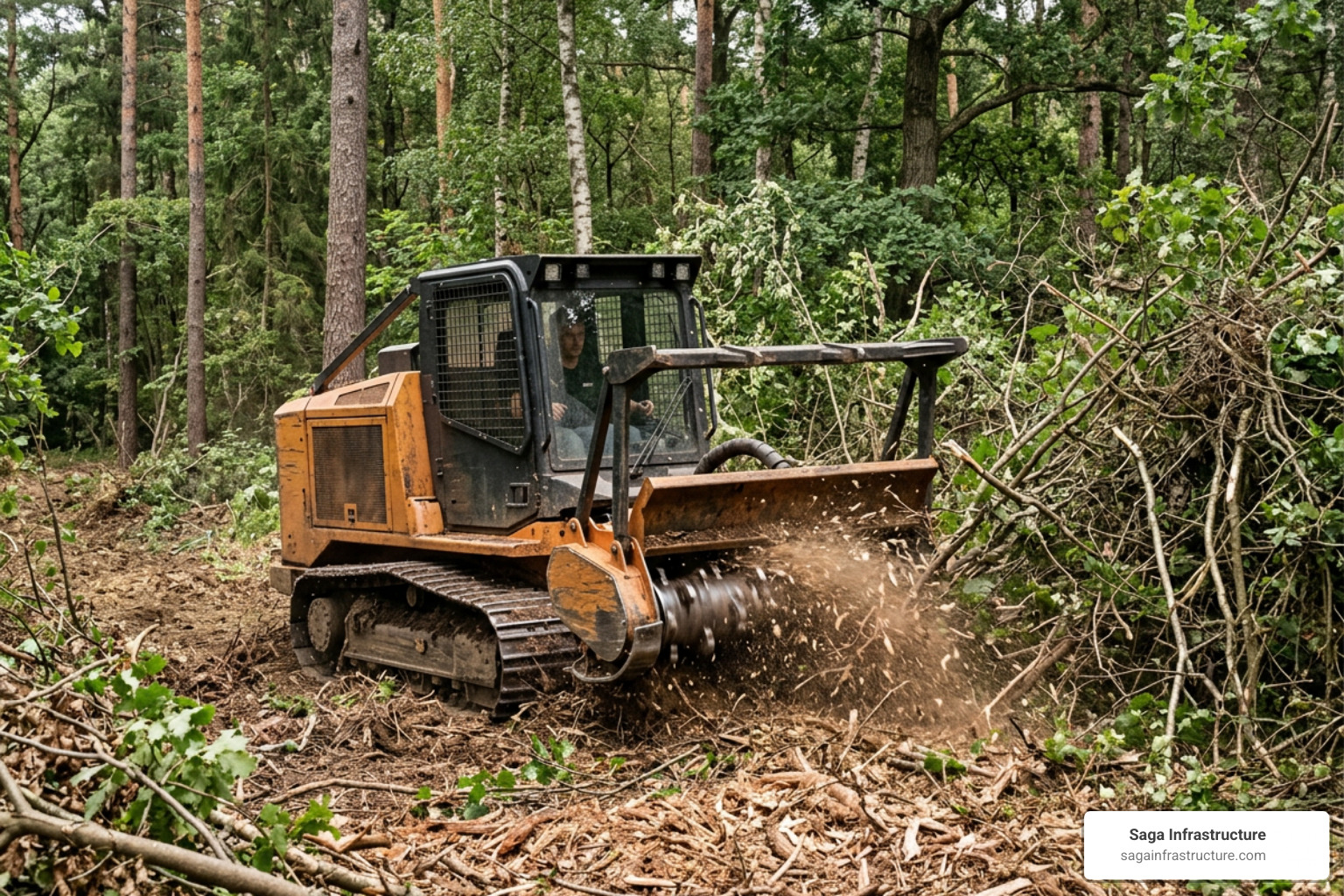 forestry mulcher clearing thick underbrush