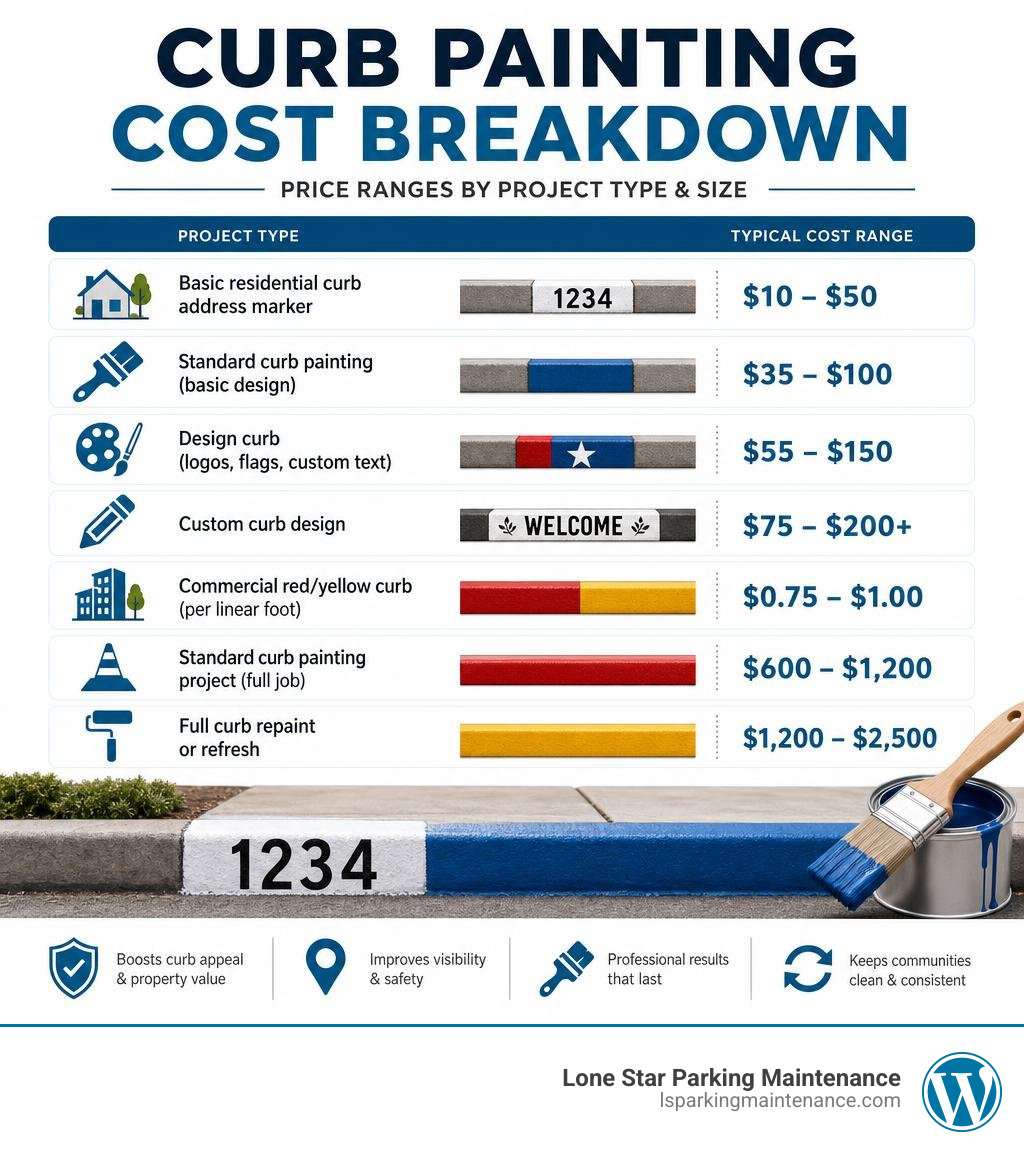 Curb painting cost breakdown infographic showing price ranges by project type and size infographic Curb painting cost breakdown infographic showing price ranges by project type and size infographic