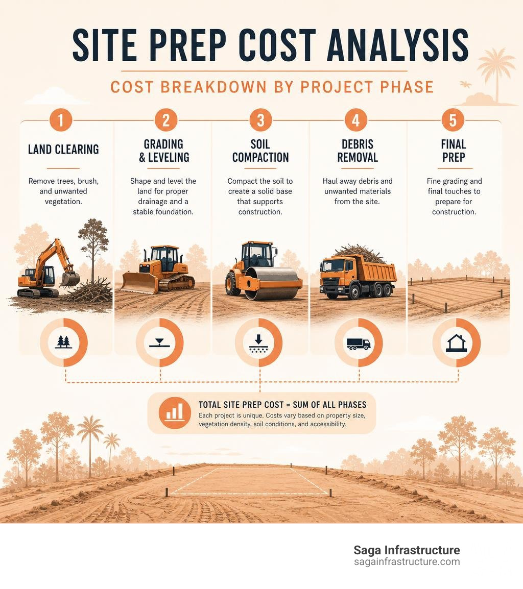 Site prep cost analysis chart showing cost breakdown by project phase infographic