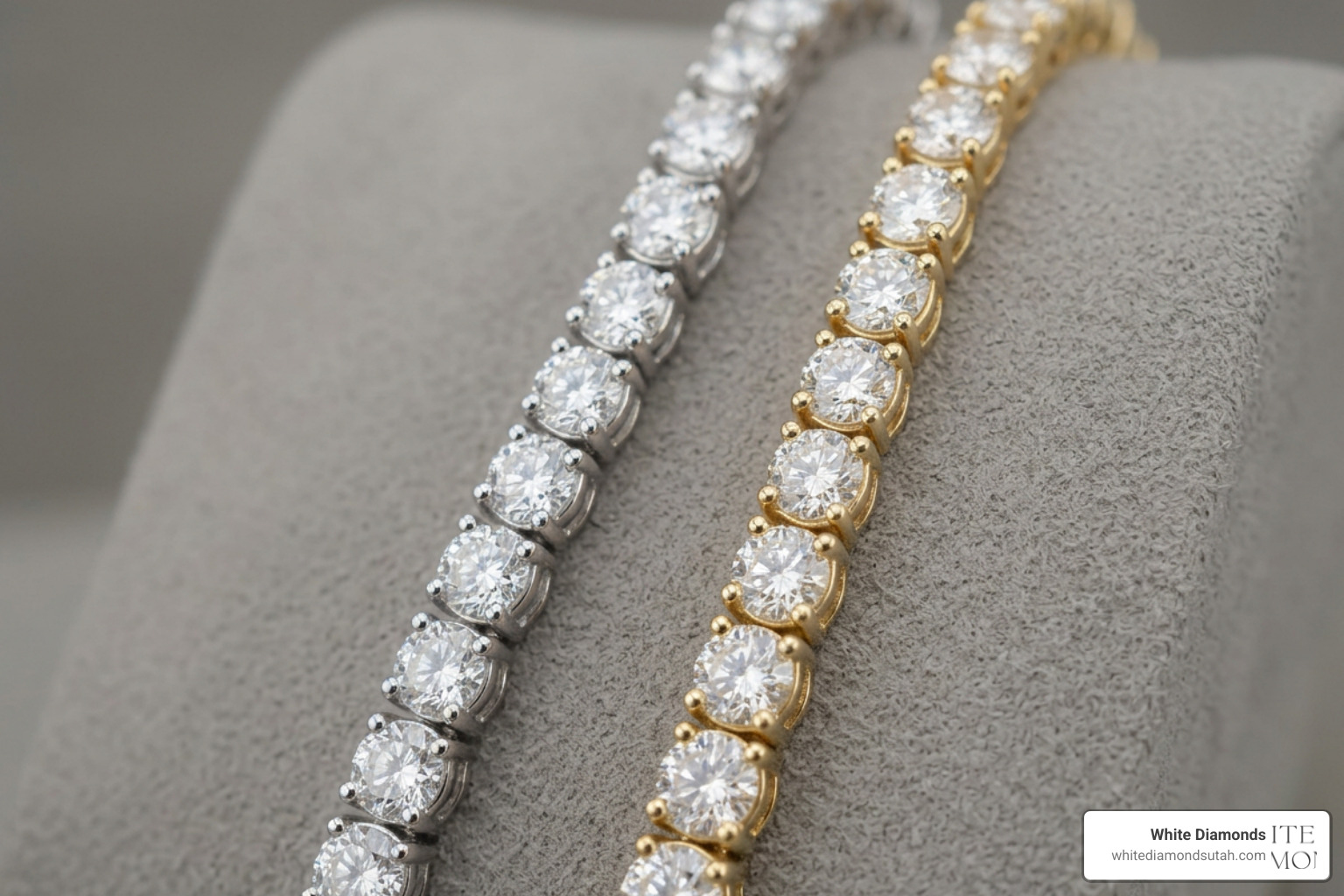 14k white gold versus yellow gold tennis necklaces comparison
