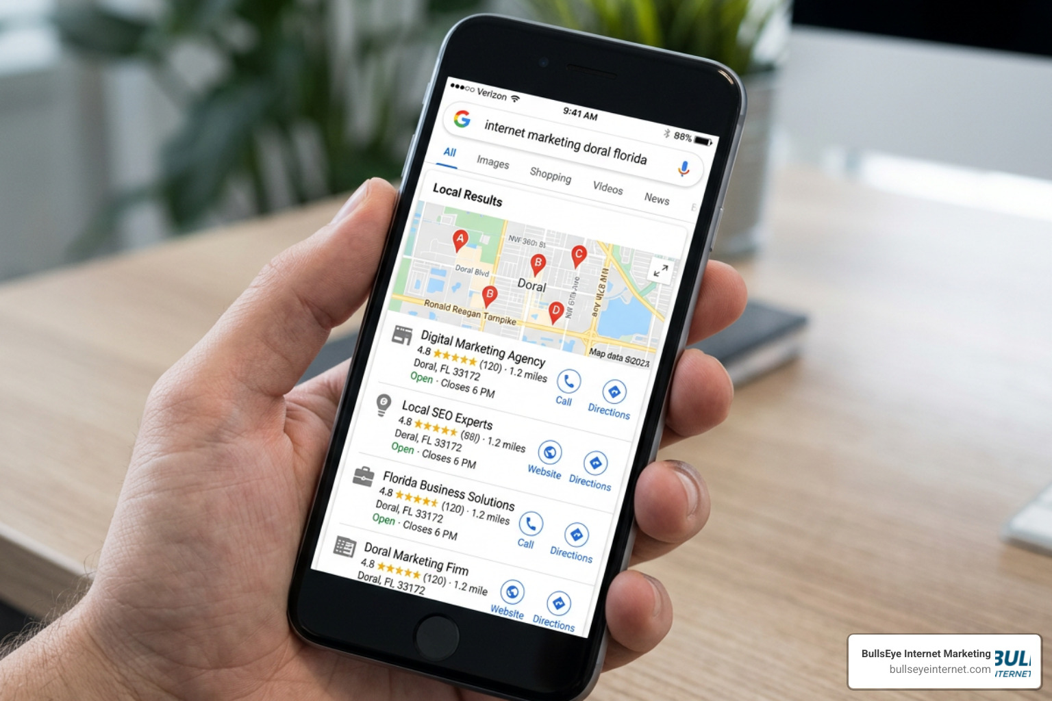 local SEO map pack showing Google Maps visibility and top local search rankings