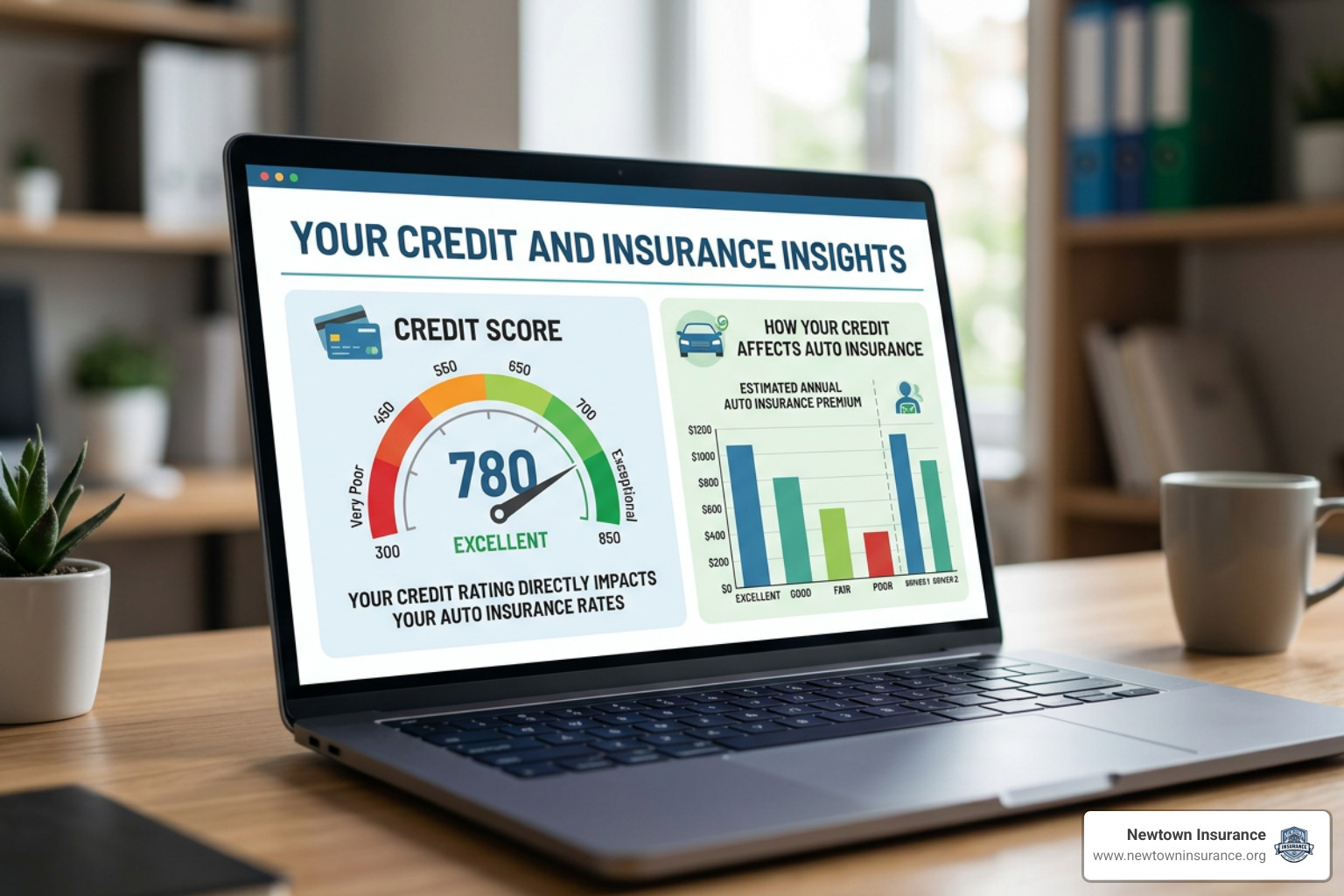 Credit score dashboard showing how credit rating directly impacts auto insurance rates Credit score dashboard showing how credit rating directly impacts auto insurance rates