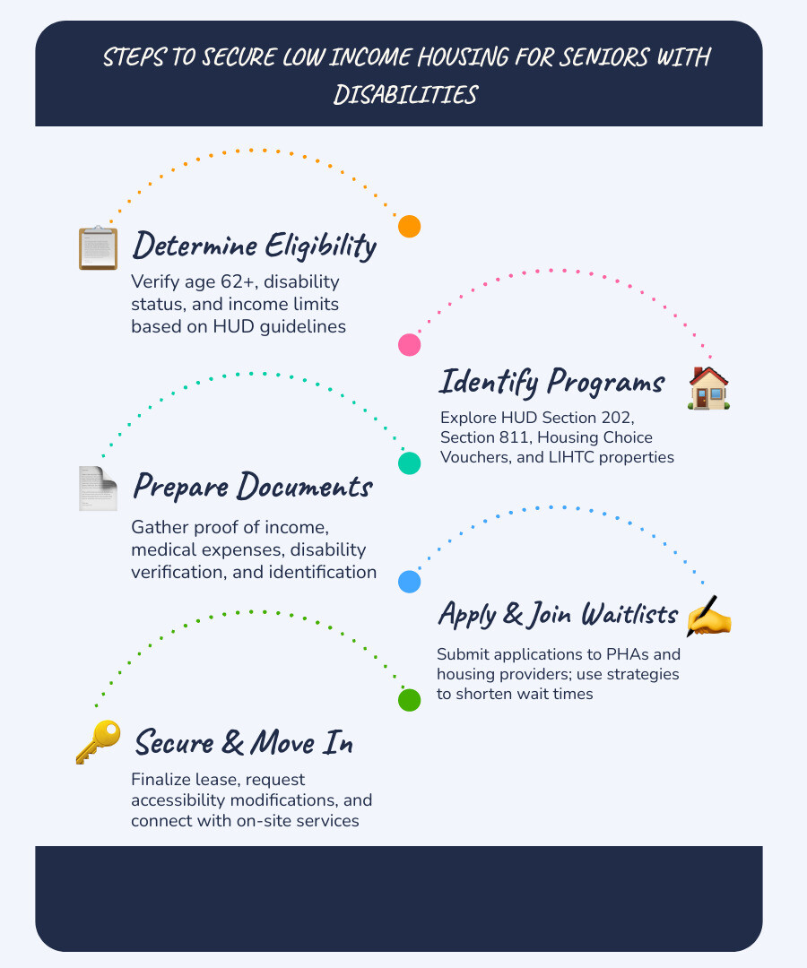 Infographic showing intersection of aging, disability, income limits, and federal housing programs for seniors infographic