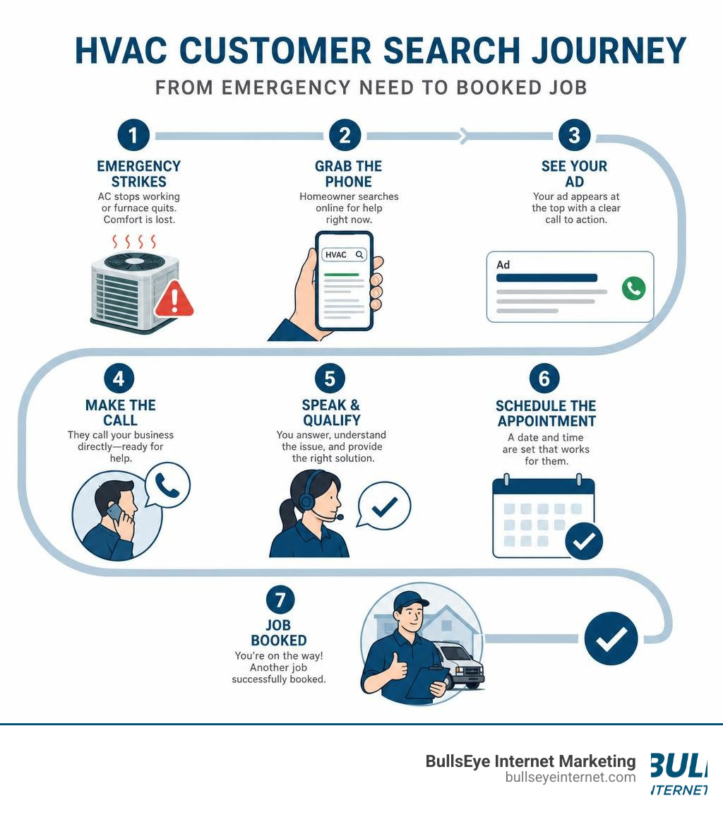 HVAC customer search journey from emergency need to booked job infographic infographic HVAC customer search journey from emergency need to booked job infographic infographic