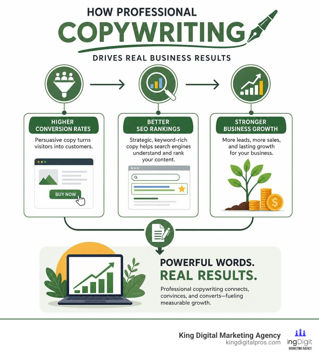 Infographic showing how professional copywriting impacts conversion rates, SEO rankings, and business growth infographic Infographic Showing How Professional Copywriting Impacts Conversion Rates, Seo Rankings, And Business Growth Infographic