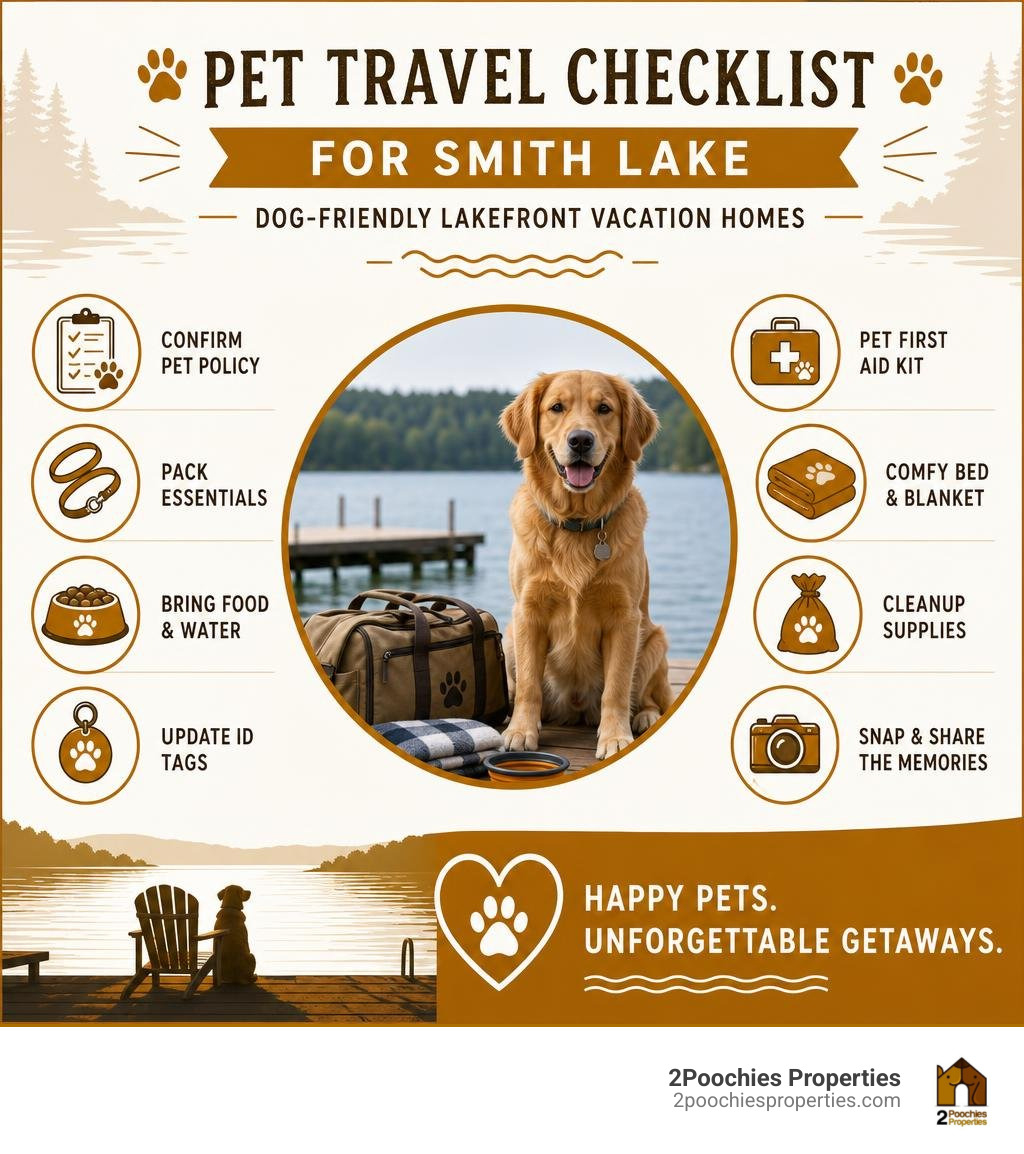 Pet travel checklist infographic for Smith Lake dog-friendly lakefront vacation homes infographic Pet travel checklist infographic for Smith Lake dog-friendly lakefront vacation homes infographic