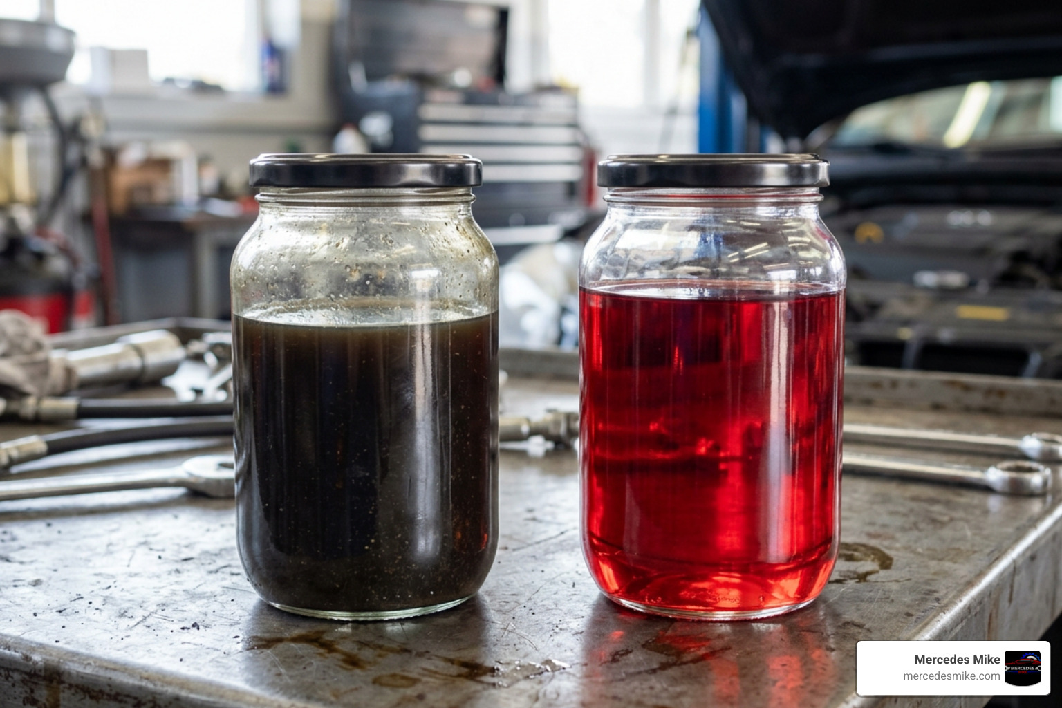 Audi dirty transmission fluid vs clean fluid side-by-side comparison Audi dirty transmission fluid vs clean fluid side-by-side comparison