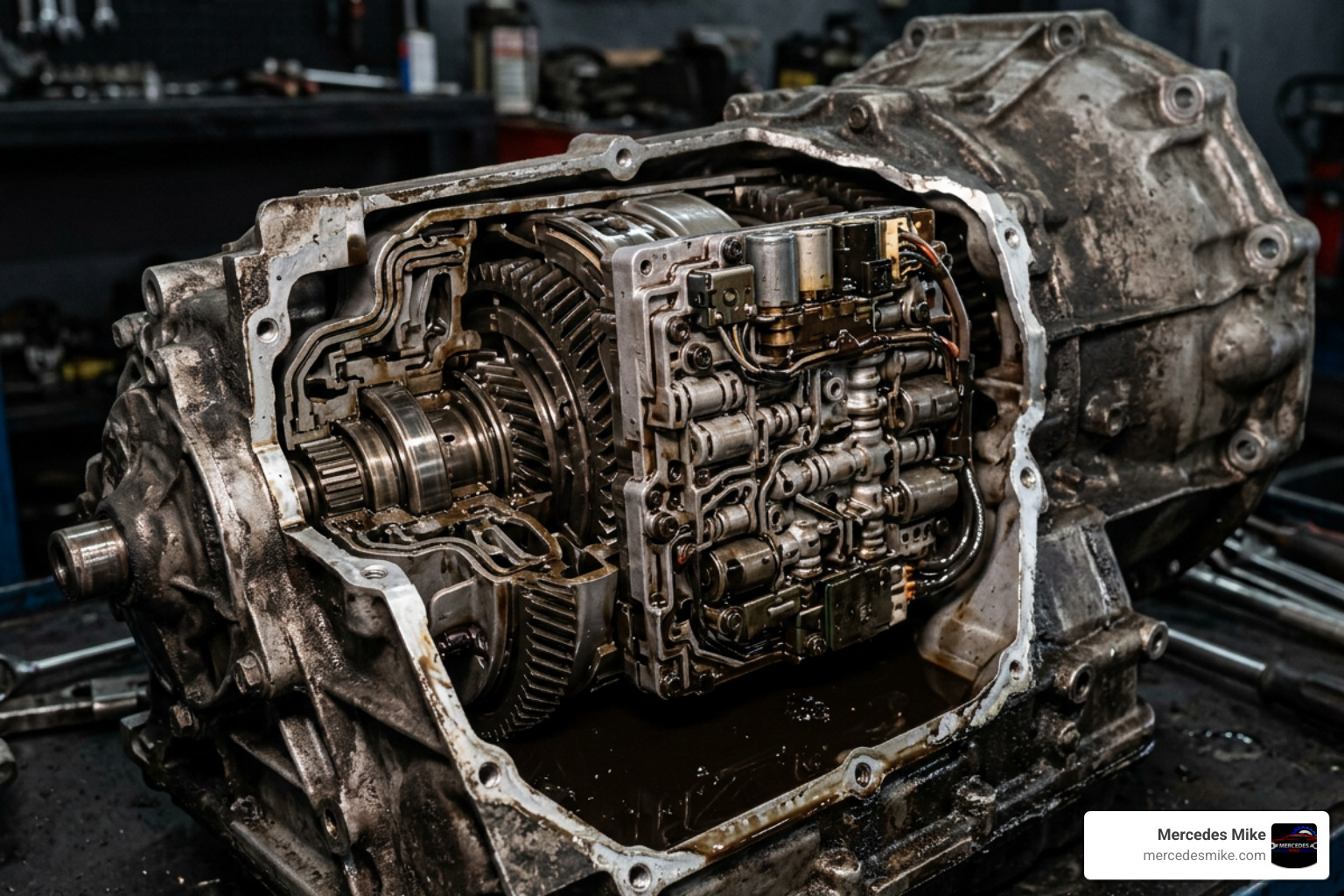 Audi S-tronic transmission showing fluid degradation and mechatronics unit Audi S-tronic transmission showing fluid degradation and mechatronics unit