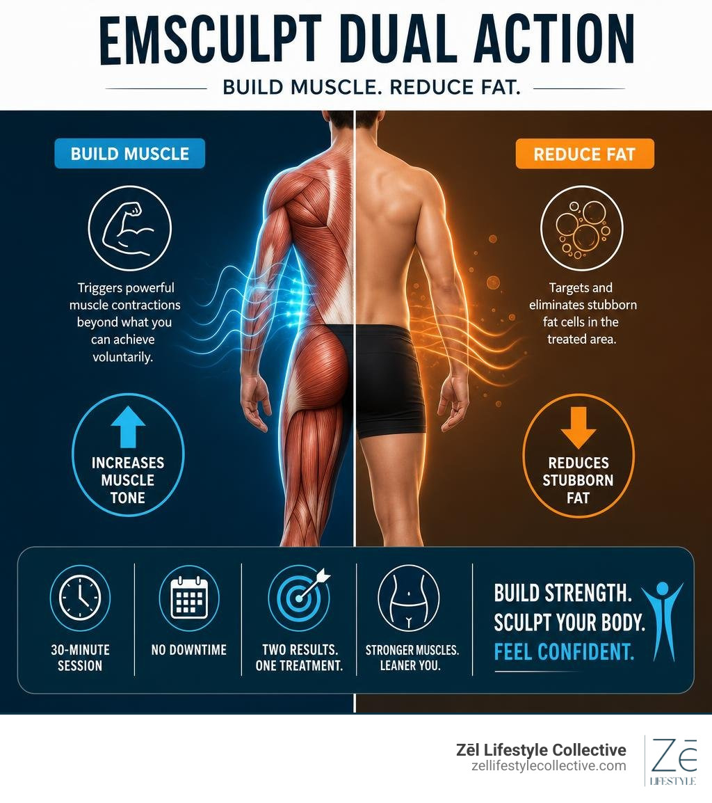 Emsculpt dual action: muscle building and fat reduction infographic infographic Emsculpt dual action: muscle building and fat reduction infographic infographic