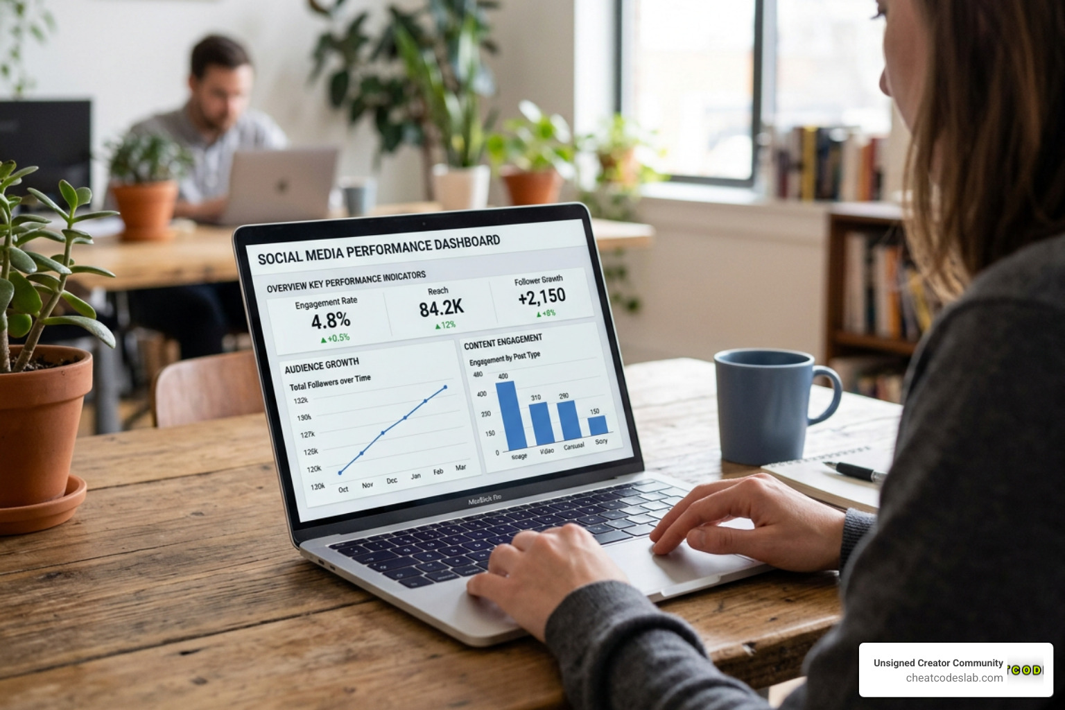 Key performance indicators on a social media dashboard
