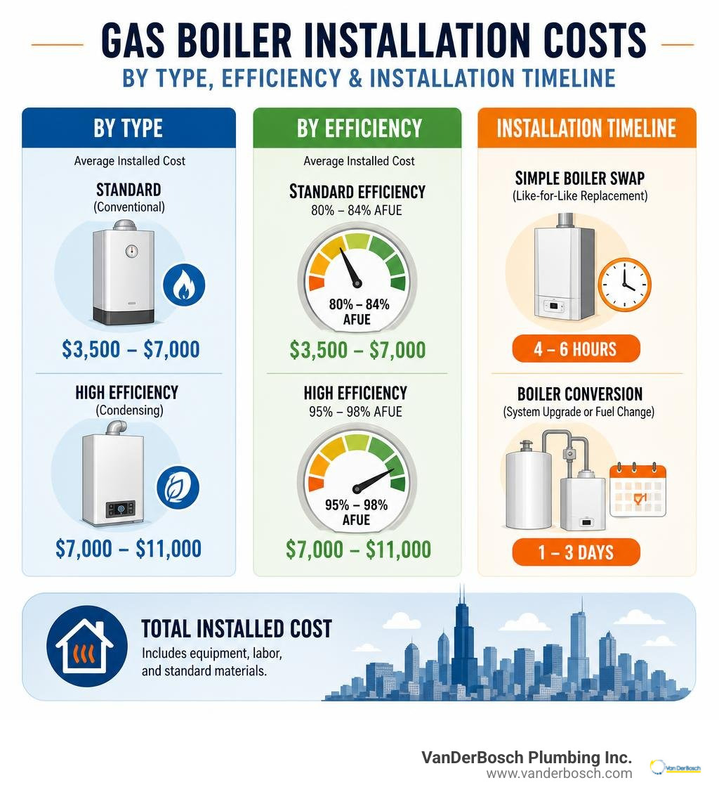 infographic showing average gas boiler installation costs by type, efficiency, and installation timeline infographic infographic showing average gas boiler installation costs by type, efficiency, and installation timeline infographic