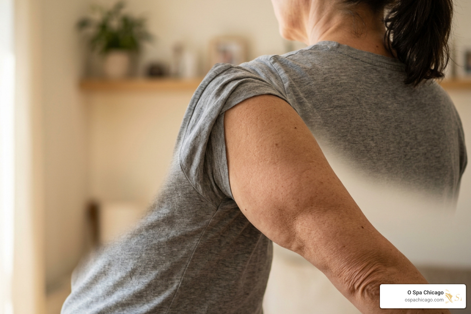loose skin on the back of the upper arm showing mild laxity loose skin on the back of the upper arm showing mild laxity