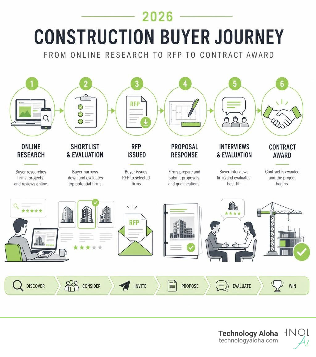 2026 construction buyer journey from online research to RFP to contract award infographic 2026 construction buyer journey from online research to RFP to contract award infographic