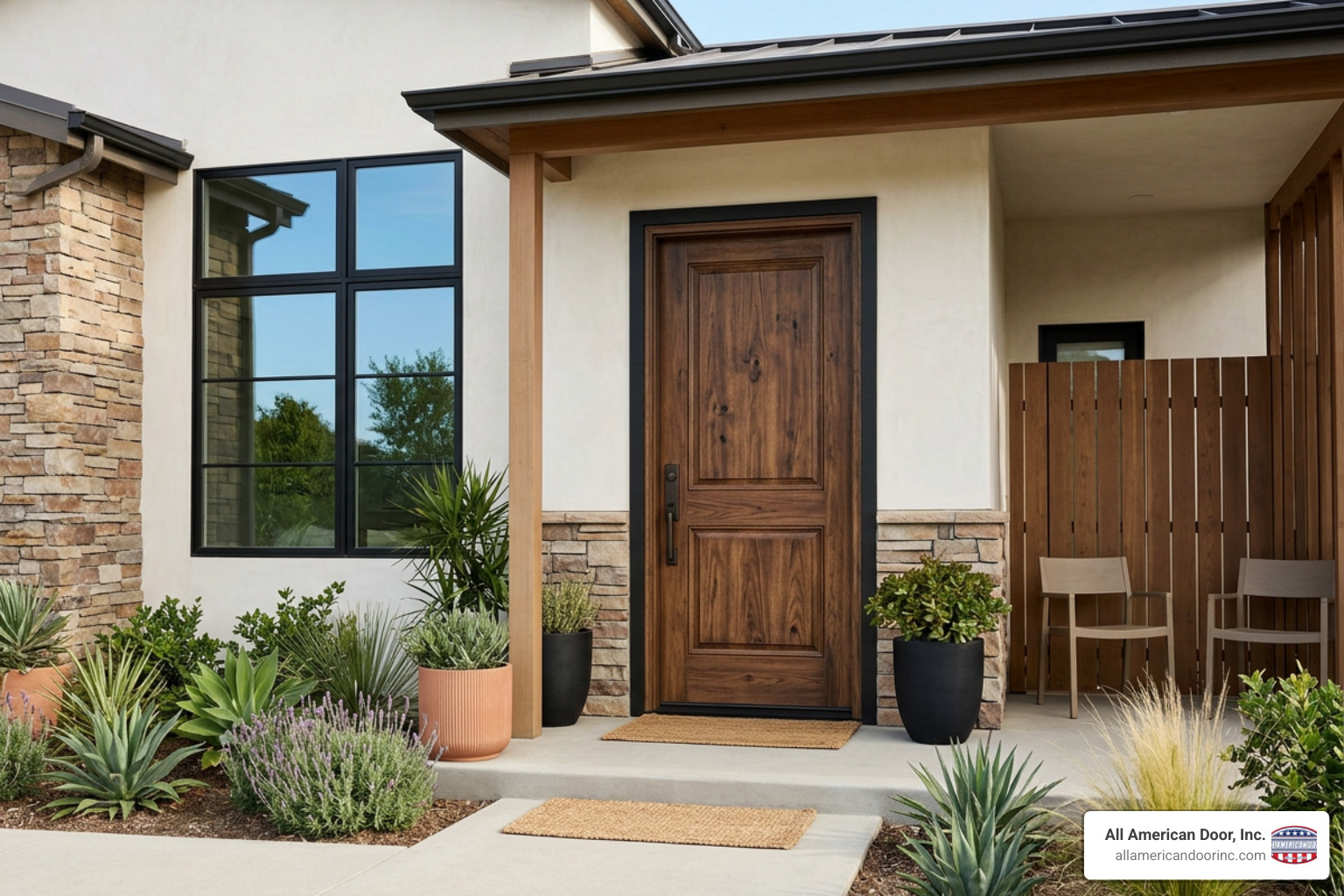 High-quality fiberglass entry door with wood-grain finish High-quality fiberglass entry door with wood-grain finish