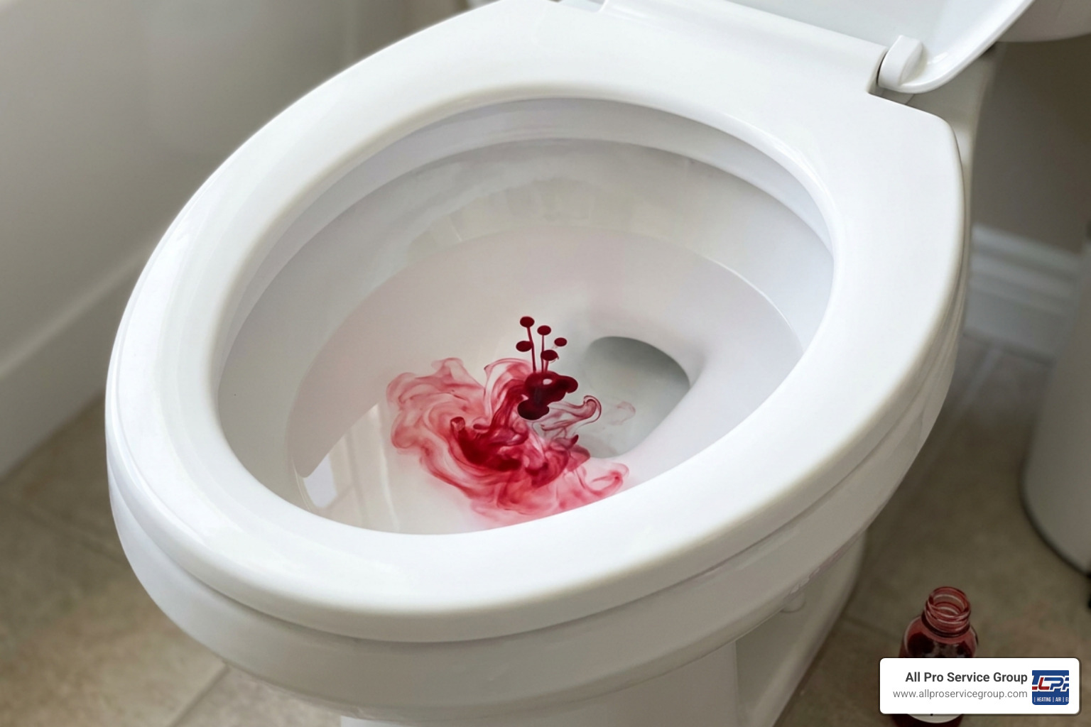 food coloring test in a toilet bowl food coloring test in a toilet bowl