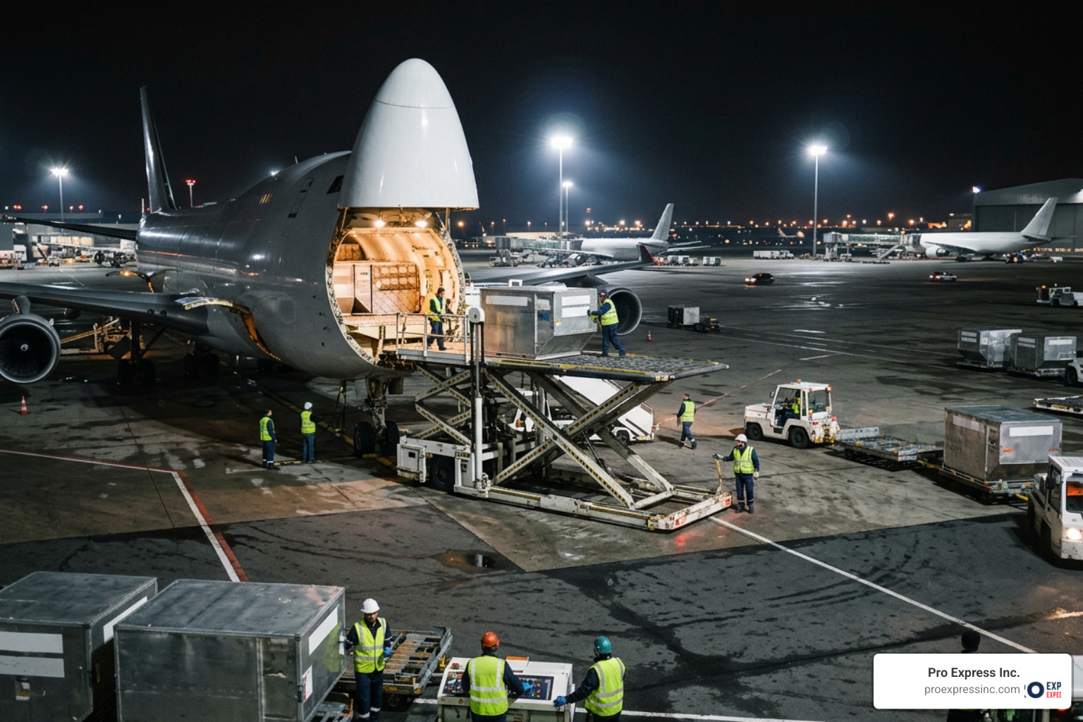 cargo plane loading night
