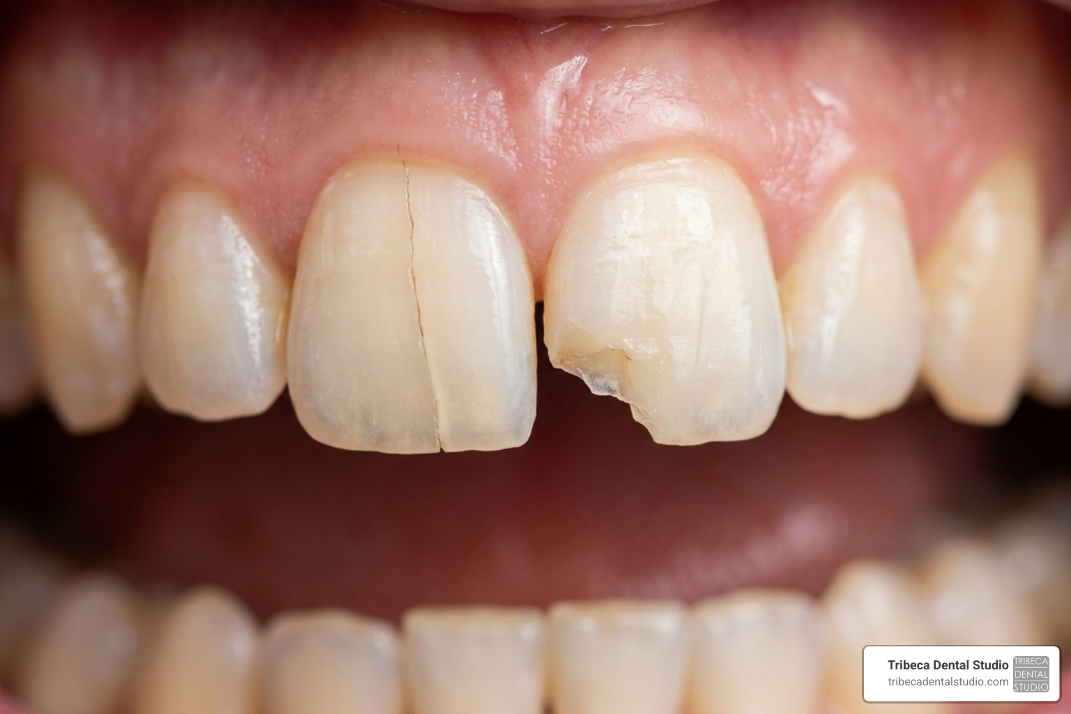 Comparison between a chipped tooth and a cracked tooth