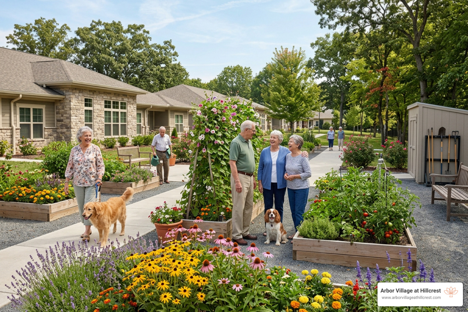 pet-friendly senior community garden with active residents pet-friendly senior community garden with active residents