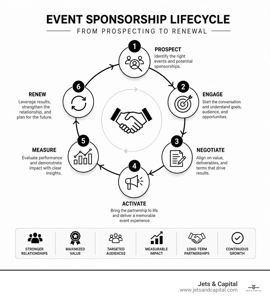 Event sponsorship lifecycle from prospecting to renewal infographic infographic Event sponsorship lifecycle from prospecting to renewal infographic infographic