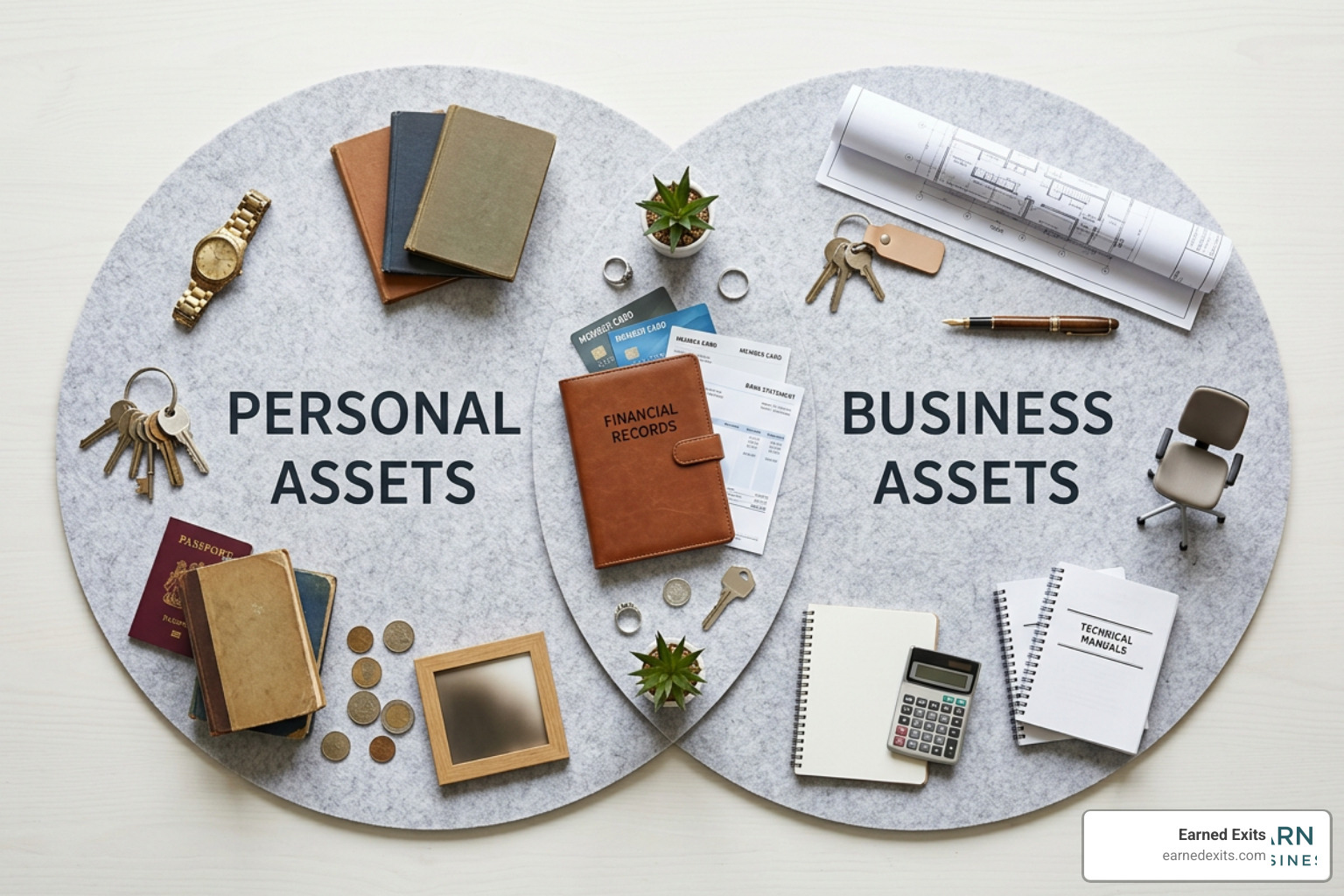 Venn diagram comparing personal assets and business assets for FAFSA