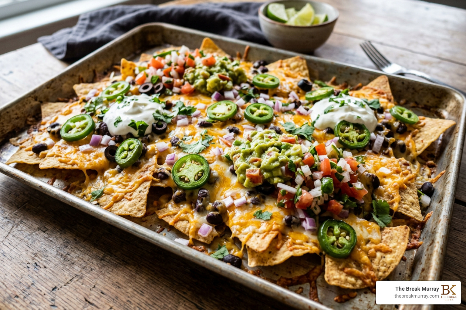 freshly baked sheet-pan nachos