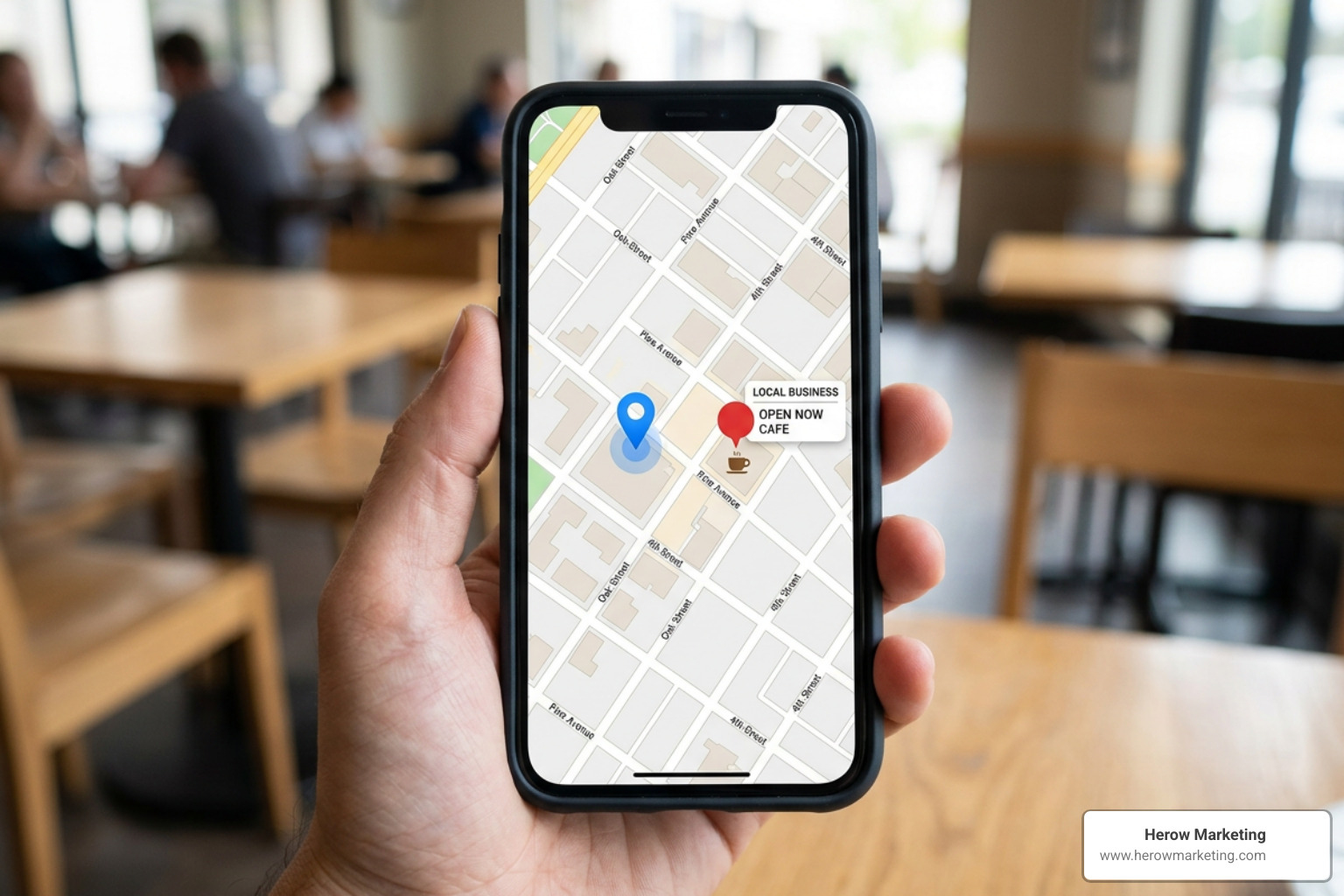 local business appearing on a smartphone map