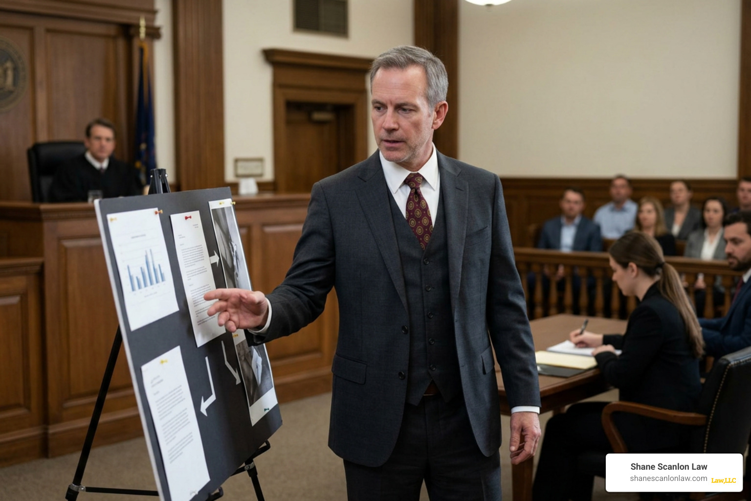A defense attorney presenting evidence in a Lackawanna County courtroom A defense attorney presenting evidence in a Lackawanna County courtroom