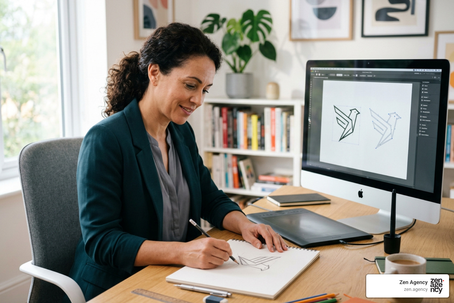 Bespoke logo design workflow showing discovery, sketching, digital rendering, and delivery Bespoke logo design workflow showing discovery, sketching, digital rendering, and delivery