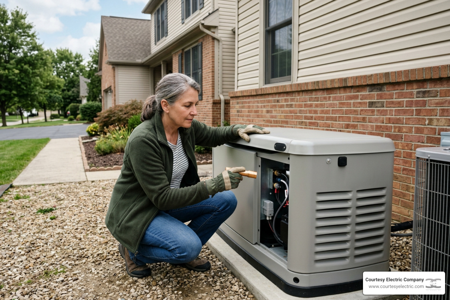 homeowner performing a visual inspection on a standby generator homeowner performing a visual inspection on a standby generator