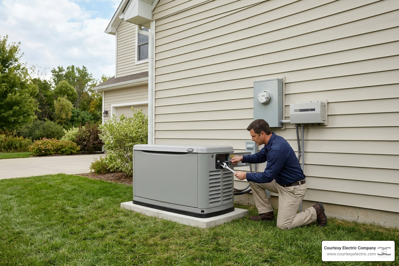 standby generator installed next to a residential home standby generator installed next to a residential home