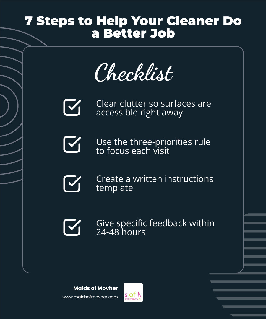 7 steps to help your cleaner do a better job infographic showing prep clutter priorities template feedback infographic 7 steps to help your cleaner do a better job infographic showing prep clutter priorities template feedback infographic