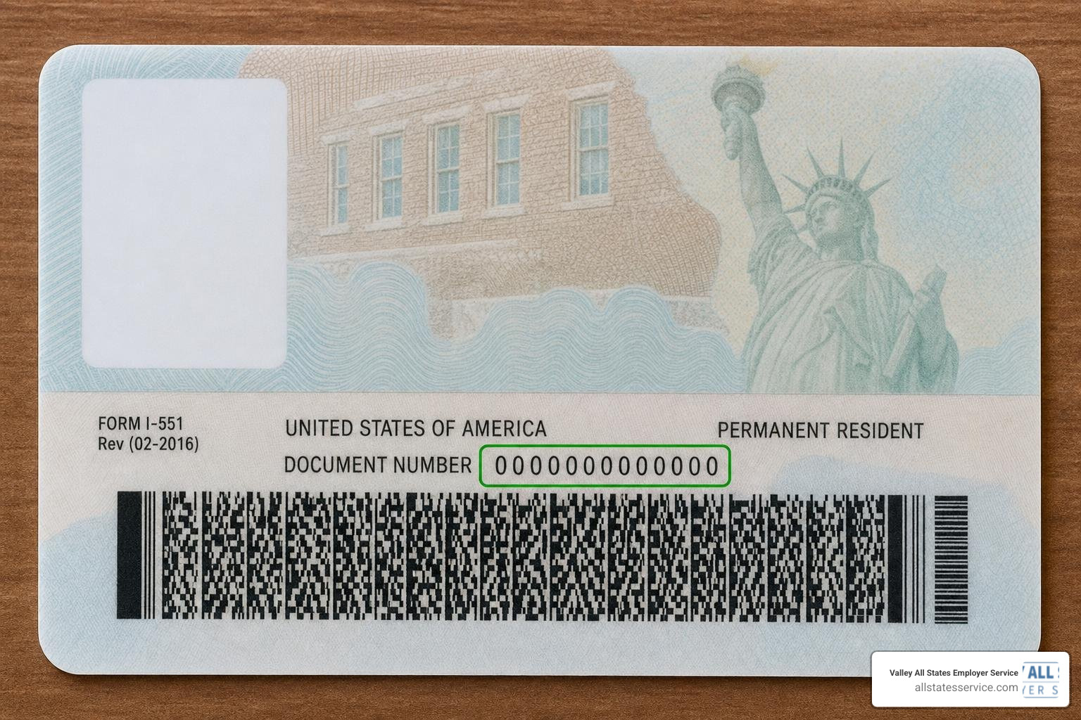Back of a Permanent Resident Card highlighting the 13-character Document Number Back of a Permanent Resident Card highlighting the 13-character Document Number