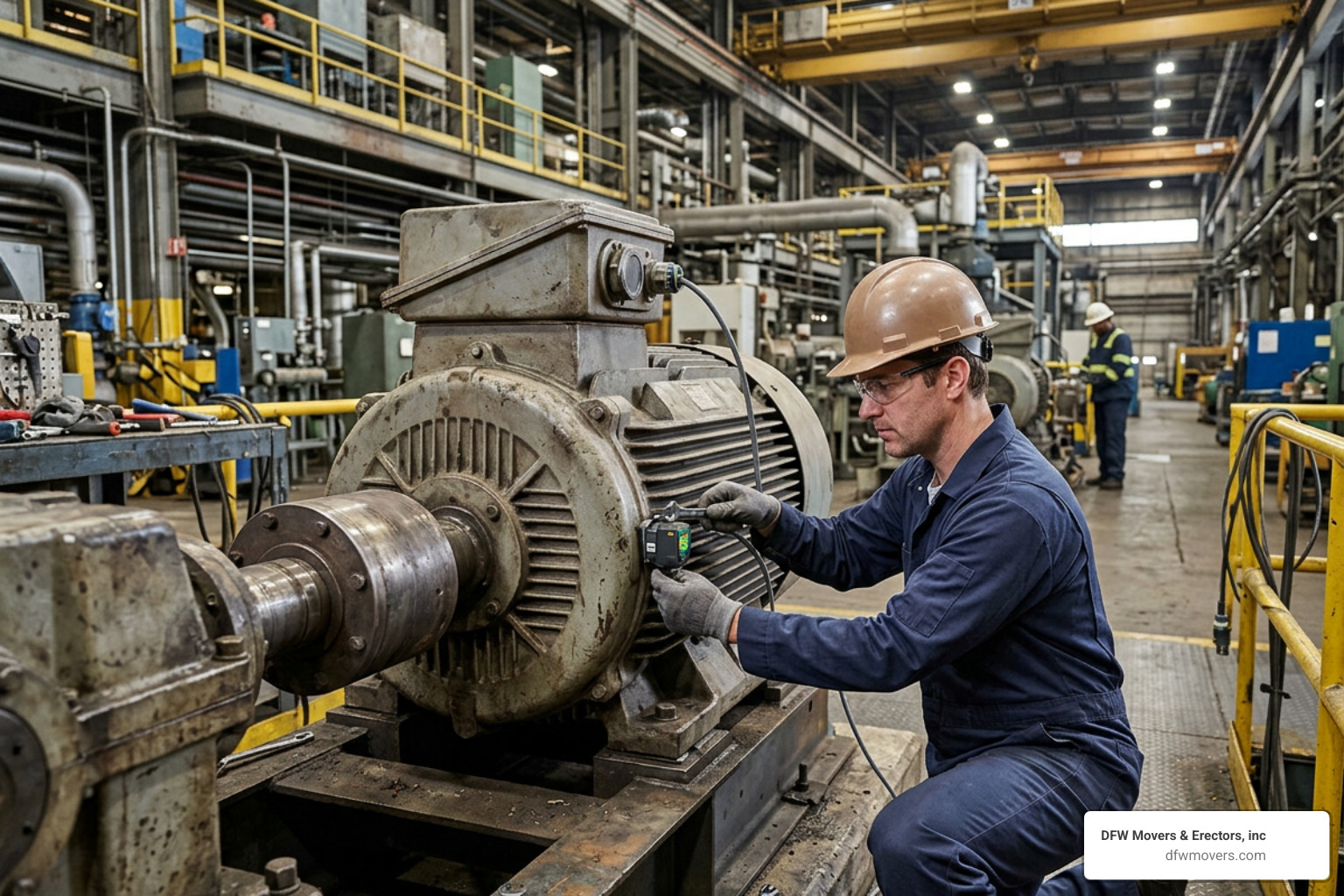 Predictive maintenance sensor installation on a heavy industrial machine motor