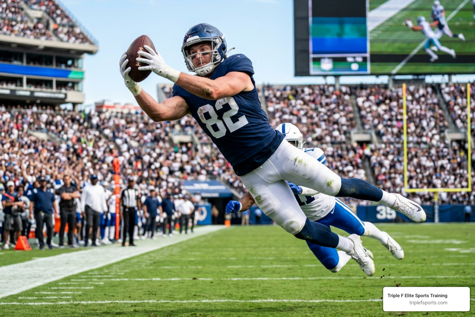 wide receiver catching football mid-air wide receiver catching football mid-air