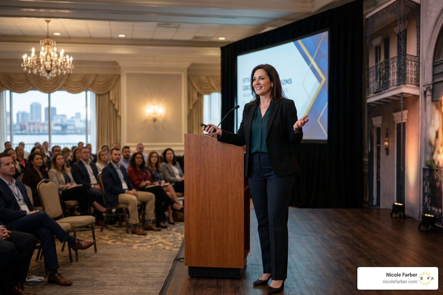 Confident speaker presenting in New Orleans Confident speaker presenting in New Orleans