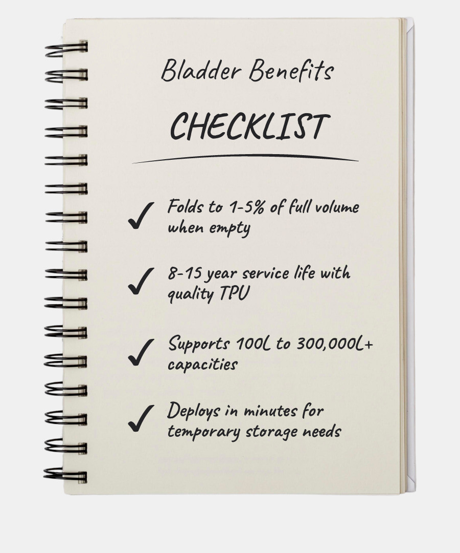 Infographic: collapsible fuel bladder space savings, capacity range, deployment time, fuel compatibility, and lifespan vs Infographic: collapsible fuel bladder space savings, capacity range, deployment time, fuel compatibility, and lifespan vs