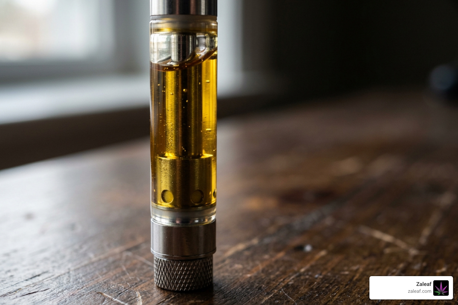 Close-up of high-quality, viscous golden cannabis oil inside a premium glass vape cartridge Close-up of high-quality, viscous golden cannabis oil inside a premium glass vape cartridge