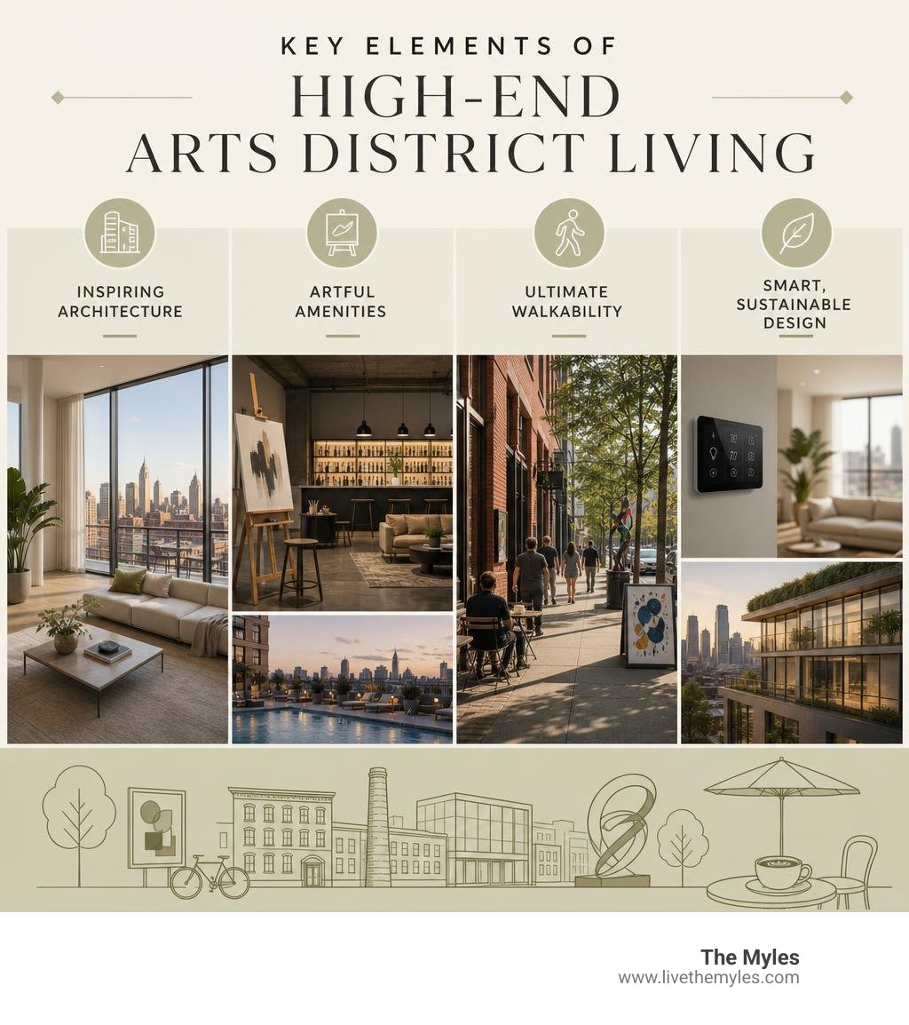 key elements of high-end arts district living infographic key elements of high-end arts district living infographic