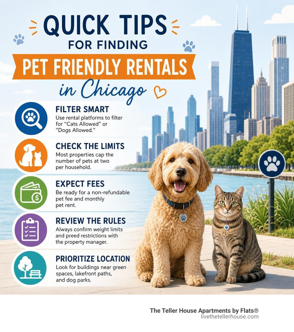Quick tips for finding pet friendly rentals in Chicago infographic